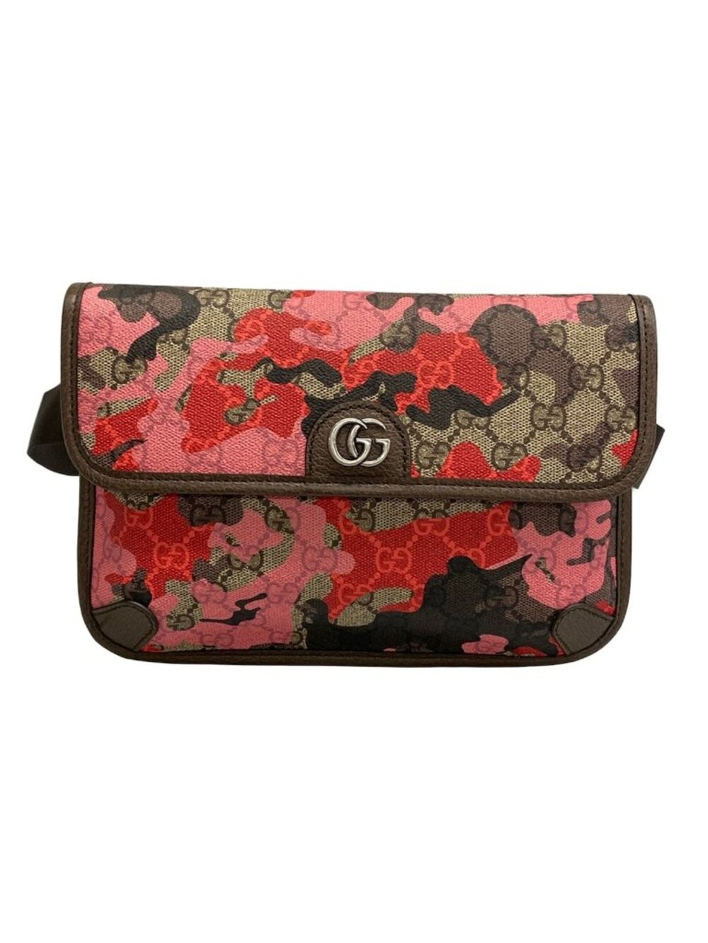 Gucci Waist Pouch Ophidia Small Belt Bag Beige Dark Brown Red Leather